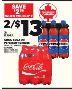 Loblaws COCA-COLA OR PEPSI SOFT DRINKS, 6X710 ML offer