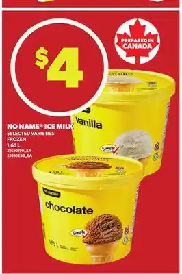 Loblaws NO NAME ICE MILK, 1.65L offer