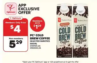 Loblaws PC COLD BREW COFFEE, 900 ML offer