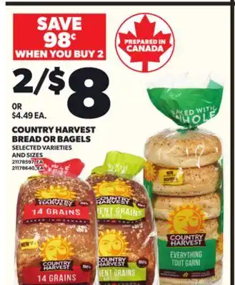 Loblaws COUNTRY HARVEST BREAD OR BAGELS offer