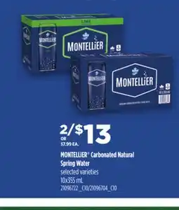 Loblaws MONTELLIER CARBONATED NATURAL SPRING WATER, 10x355mL offer