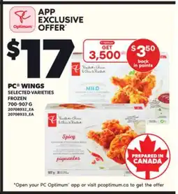 Loblaws PC WINGS, 700-907 G offer