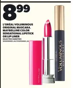 Loblaws L'ORÉAL VOLUMINOUS ORIGINAL MASCARA MAYBELLINE COLOR SENSATIONAL LIPSTICK OR LIP LINER offer
