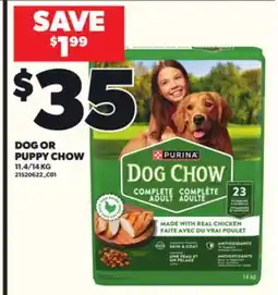 Loblaws DOG OR PUPPY CHOW, 11.4/14 KG offer
