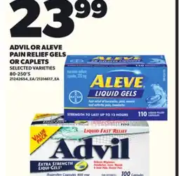 Loblaws ADVIL OR ALEVE PAIN RELIEF GELS OR CAPLETS, 80-250'S offer