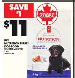 Loblaws PC NUTRITION FIRST DOG FOOD, 2KG offer