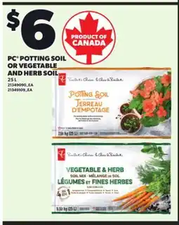 Loblaws PC POTTING SOIL OR VEGETABLE AND HERB SOIL, 25L offer