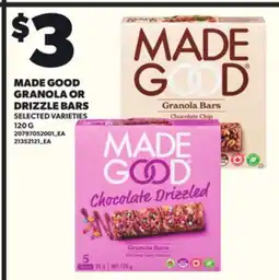 Loblaws MADE GOOD GRANOLA OR DRIZZLE BARS, 120 G offer