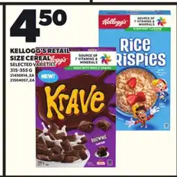 Loblaws KELLOGG'S RETAIL SIZE CEREAL, 315-355G offer