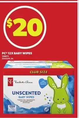 Loblaws PC 12X BABY WIPES, 1200'S offer