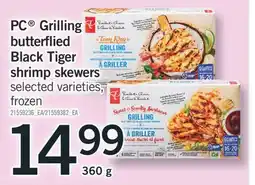 Fortinos PC GRILLING BUTTERFLIED BLACK TIGER SHRIMP SKEWERS, 360 G offer