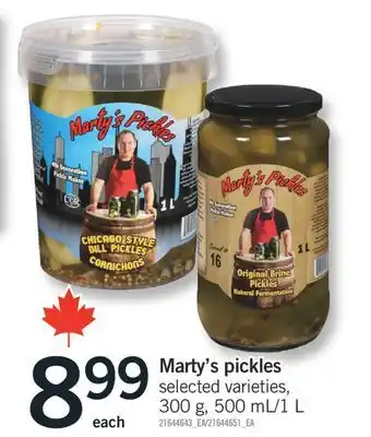 Fortinos MARTY'S PICKLES, 300 G 500 ML offer