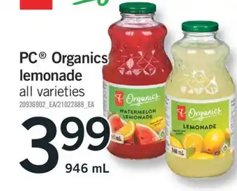Fortinos PC Organics lemonade offer