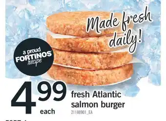 Fortinos FRESH ATLANTIC SALMON BURGER offer