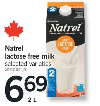 Fortinos NATREL LACTOSE FREE MILK, 2 L offer