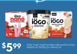 Fortinos IÖGO FROZEN YOGURT NOVELTIES (4/8'S) AND 946 ML, TUBS offer