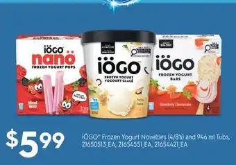 Fortinos IÖGO FROZEN YOGURT NOVELTIES (4/8'S) AND 946 ML, TUBS offer
