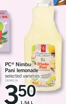 Fortinos PC NIMBU PANI LEMONADE, 1.54 L offer