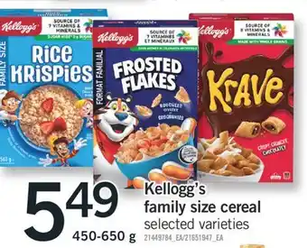 Fortinos KELLOGG'S FAMILY SIZE CEREAL, 450-650 G offer