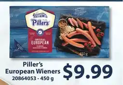 Fortinos PILLER'S EUROPEAN WIENERS, 450 G offer