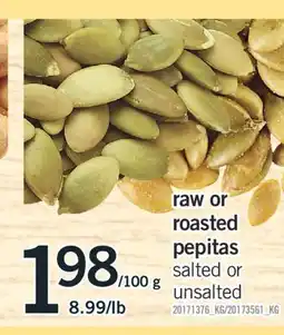 Fortinos RAW OR ROASTED PEPITAS offer