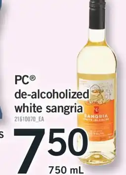 Fortinos PC DE-ALCOHOLIZED WHITE SANGRIA, 750 ML offer
