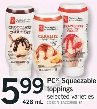 Fortinos PC SQUEEZABLE TOPPINGS, 428 ML offer
