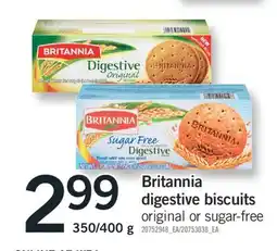Fortinos BRITANNIA DIGESTIVE BISCUITS, 350/400 G offer