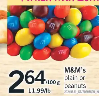Fortinos M & M'S PLAIN OR PEANUTS offer