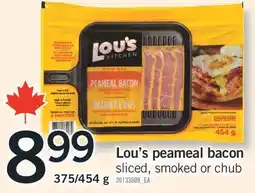 Fortinos LOU'S PEAMEAL BACON, 375/454 G offer