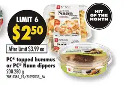 Fortinos PC TOPPED HUMMUS OR PC NAAN DIPPERS, 200-280 G offer