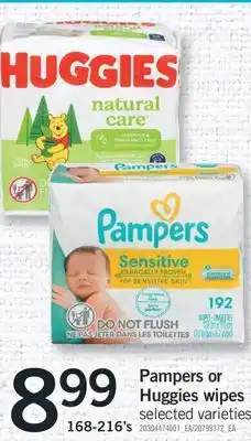 Fortinos PAMPERS OR HUGGIES WIPES, 168-216'S offer