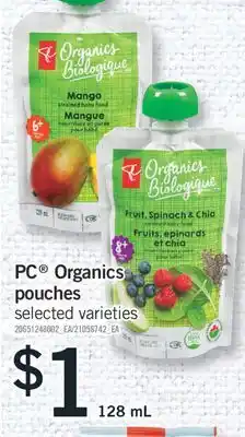 Fortinos PC ORGANICS POUCHES, 128 ML offer
