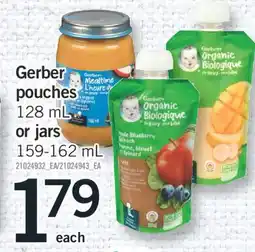 Fortinos GERBER POUCHES, 128 ML OR JARS, 159-162 ML offer