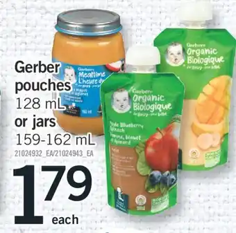 Fortinos GERBER POUCHES, 128 ML OR JARS, 159-162 ML offer