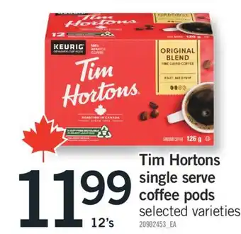 Fortinos TIM HORTONS SINGLE SERVE COFFEE PODS, 12'S offer