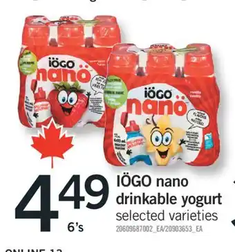 Fortinos IÖGO NANO DRINKABLE YOGURT, 6'S offer