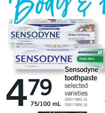 Fortinos SENSODYNE TOOTHPASTE, 75/100 ML offer