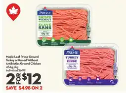 Longo's Ground Turkey or Raised Without Antibiotics Ground Chicken offer