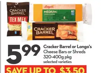 Longo's Cracker Barrel or Longo's Cheese Bars or Shreds offer