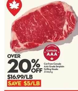Longo's Cut from Canada AAA Grade Striploin Grilling Steaks offer