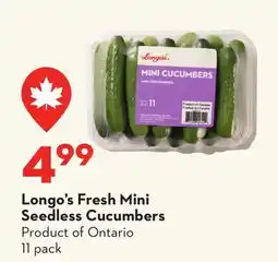 Longo's Fresh Mini Seedless Cucumbers offer