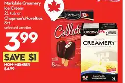 Longo's Markdale Creamery Ice Cream 2L tub or Chapman's Novelties 8ct offer