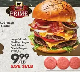 Longo's Fresh Certified Angus Beef Prime Grade Burgers offer