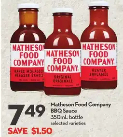 Longo's Matheson Food Company BBQ Sauce offer