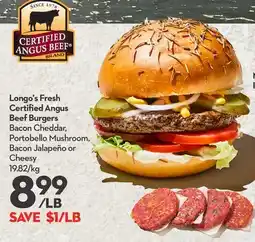 Longo's Fresh Certified Angus Beef Burgers offer