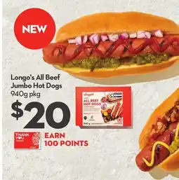 Longo's All Beef Jumbo Hot Dogs offer