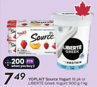 Sobeys YOPLAIT Source Yogurt offer