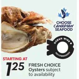 Sobeys FRESH CHOICE Oysters offer
