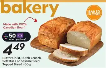 Sobeys Butter Crust, Dutch Crunch, Soft Italia or Sesame Seed Topped Bread offer